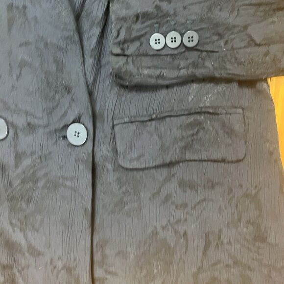 Zara Floral Jacquard Blazer Jacket Size Small Dark Blue Double Breasted Brocade - Picture 16 of 16